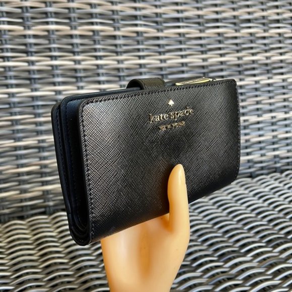 Kate Spade Staci Medium Compact Bifold Wallet Black - Picture 7 of 16
